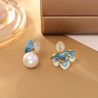 Enamel Dripping Oil Asymmetric Zircon Earrings Style A & B