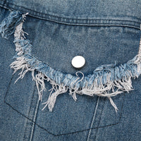 European And American Style Stitching PU Leather Sleeve Denim Jacket