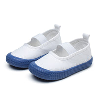 Children's Canvas Indoor Slip-on Elastic White Shoes