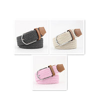 Women's Canvas Belt Student Pants Casual Stretch Braided Needle Buckle