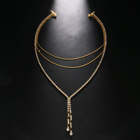Multi-layer Back Chain Bridal Wedding Dress Accessories Rhinestone Tassel