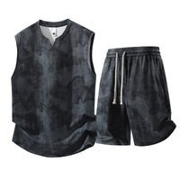 Sleeveless Vest Suit Fat People Casual Two-piece Suit Hemp Quick-drying