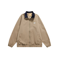 Men's Solid Color Simple Letter Printing Lapel Jacket Trendy Campus Youth Coat