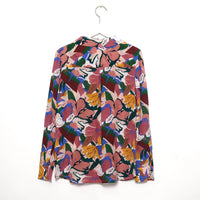 Simple floral silk print shirt