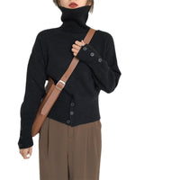 Design High Waist Button Retro Lazy Style Wear Sweater