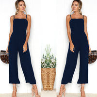 Sexy suspenders wrapped chest zipper jumpsuit women