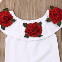 European and American style rose top solid denim shorts