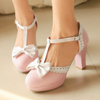 Bow-embellished Closed-toe Hollow-out High-heeled Sandals