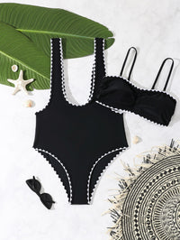 Women's Fashion Black Two-piece Bikini Swimsuit