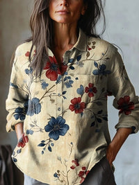 Summer Women's Fashion Printed Long-sleeved Shirt