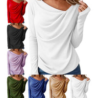 Solid-color Long-sleeve Womens Top