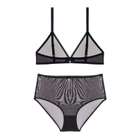 Transparent deep V underwear bra and high waist panties