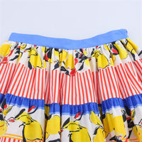 New Summer Contrast Color Lemon Printing Skirt