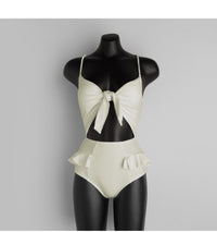 High waist bow hot spring swimming costume