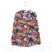 Simple floral silk print shirt