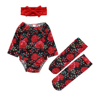 Long-sleeved rose print halter