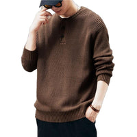 Vintage-style, Relaxed-fit, Thickened Vertical-striped Workwear Pullover Sweater