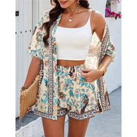 Casual Printed Top And Shorts Two-Piece Set For Women
