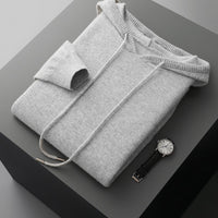 Men's Solid Color Loose Knitted Hooded Long Sleeve Base Sweater