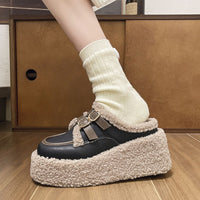 Women's Cashmere Wedge Closed Toe Slippers