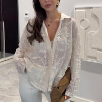 Heavy Industry Leaf Embroidery Cardigan Long Sleeve Top