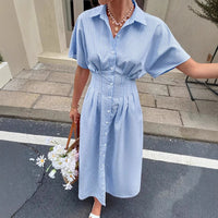 Fitted-waist Dress With A Slit At The Hem