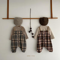 Boys And Girls Plaid Wide Crotch Korean Style Jumpsuit Casual