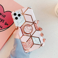 Geometric flower ring stand phone case