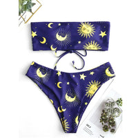Star Print Triangle Women's Lace Up Sexy Split Bra Bikini