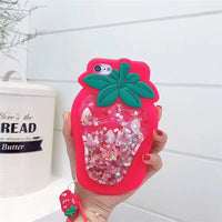 Compatible with Apple , Quicksand strawberry couple phone case