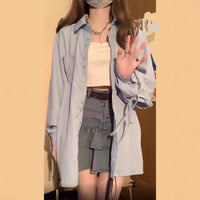 French Blue Bow Long Sleeve Shirt