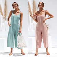 Linen cotton new women's casual jumpsuit