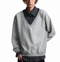 Autumn Stitching Plaid Shirt Collar Sweater Men's Fake Two Pieces