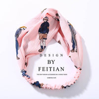 Fabric cross-knotted bow chiffon floral headband