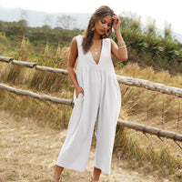 V-neck suspender sexy solid color jumpsuit