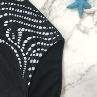 New black patchwork printed swimsuit