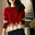 Fashionable Slim-fit Knitwear Retro Autumn Winter Red