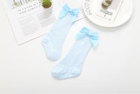 Baby Infants Kids Toddlers Girls Boys Knee High Socks Tights Leg Warmer Ribbon Bow Solid Cotton Stretch Cute Lovely