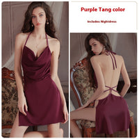 Underwear Sexy Hot Slit Ice Silk Nightdress Home