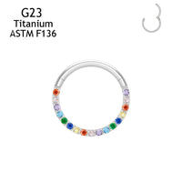 Inlaid 5A Zircon G23 Titanium Alloy Closed Nose Ring