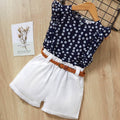 Girls fashionable short sleeve + shorts two-piece suit
