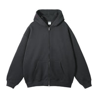 Men's Fleece-lined Thickened Double-headed Zipper Hooded Sweater