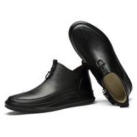 Cowhide Solid Color Black Casual High-Top Men's Boots