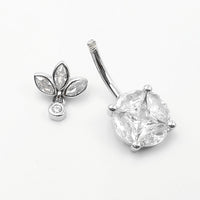 S925 Silver Belly Ring Zircon Money Navel Stud