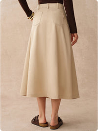 Khaki Tencel Cotton Type A Pleated Tooling Skirt