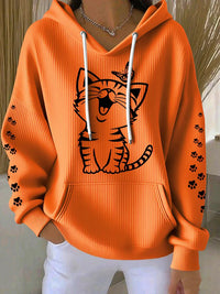 Women's 3D Printed Casual Waffle Hoodie