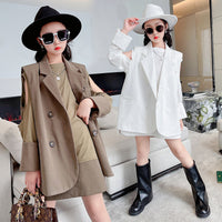 Double Breasted Mid Length Coat In Big Kids