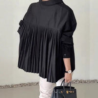 Loose Ruffled Asymmetrical Niche Blouse With Flared Hem