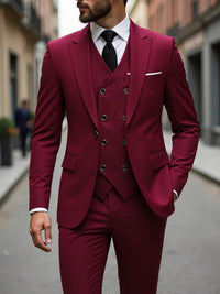 Double-breasted Suit Set Mens Three-piece Business Suit