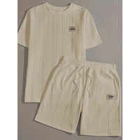 Men's Wheat Grain Tassel Type Comfortable 2-piece Set Knitting Suit